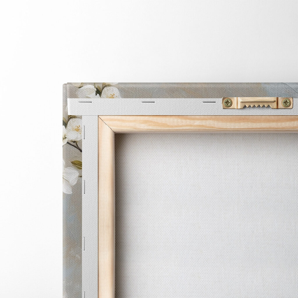 Painting of white flowers on a branch Painting of white flowers on a branch