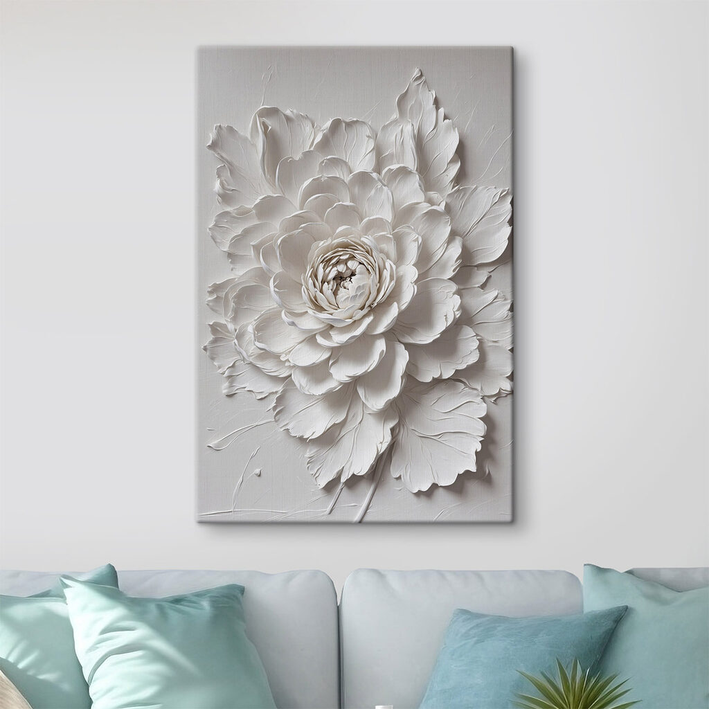 White flower with leaves