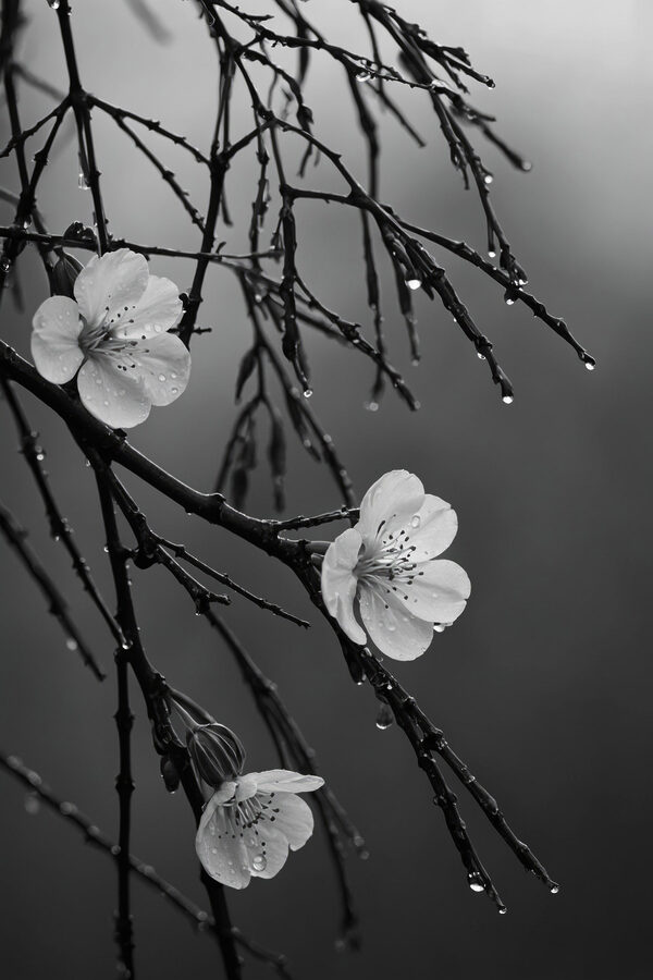 Inflorescențe delicate sub o ploaie blândă Inflorescențe delicate sub o ploaie blândă