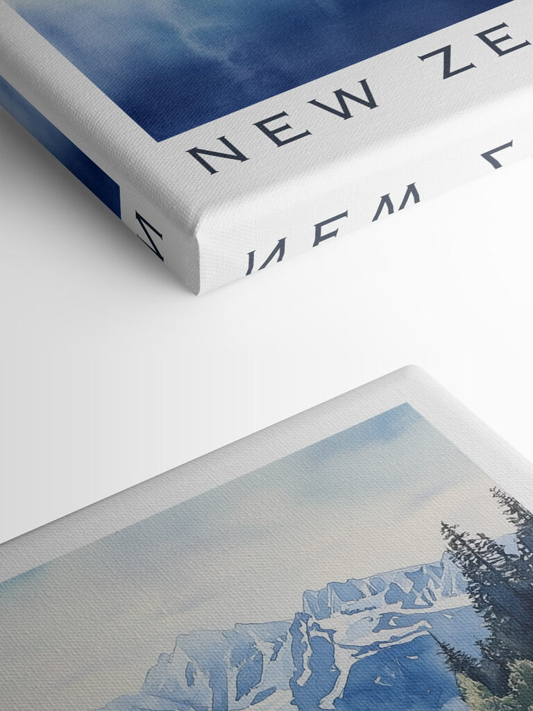 Watercolor of a lake with trees and mountains in the background Watercolor of a lake with trees and mountains in the background