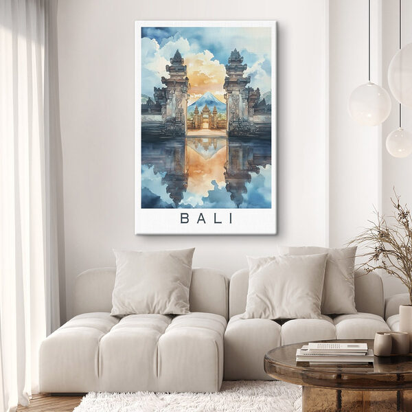 Pictură în acuarelă a unui templu cu un munte în fundal Pictură în acuarelă a unui templu cu un munte în fundal