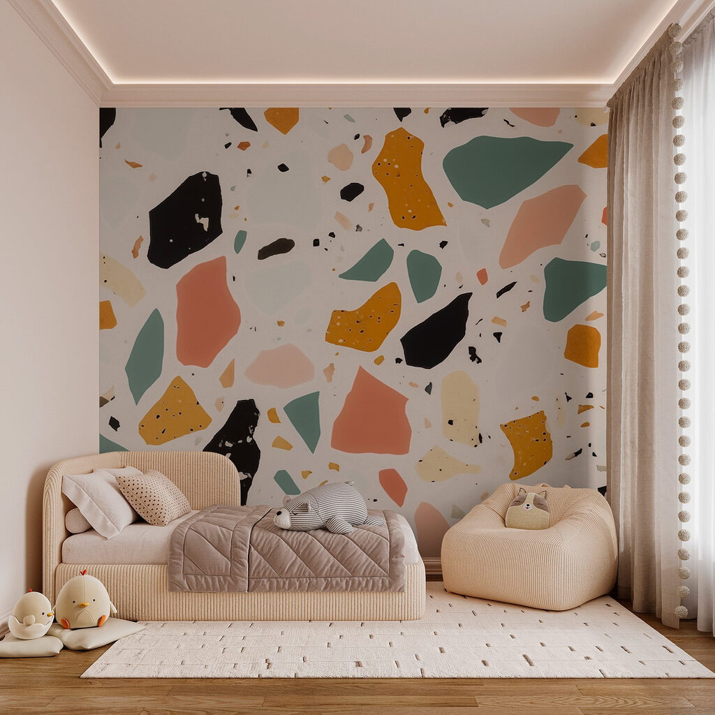 Textured surface with colorful fragments Textured surface with colorful fragments