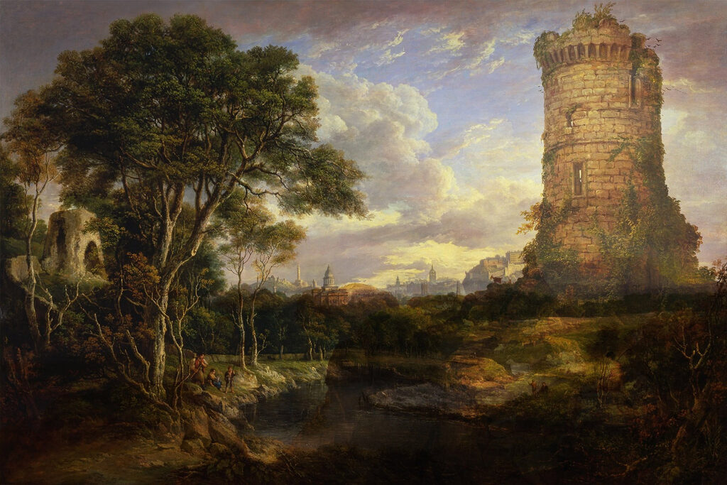 Painting of a castle tower Painting of a castle tower