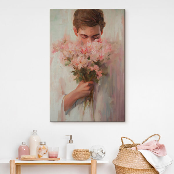 Pictura unui bărbat care miroase flori Pictura unui bărbat care miroase flori