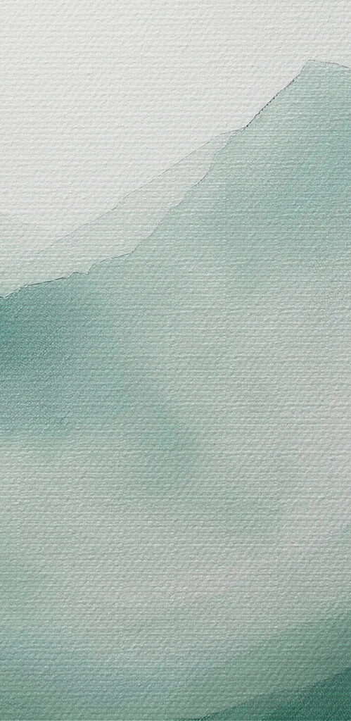 Painting of mountains and fog