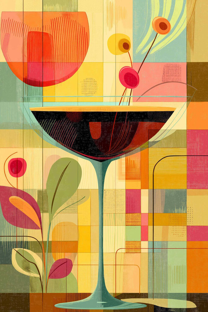 Colorful art of a martini glass