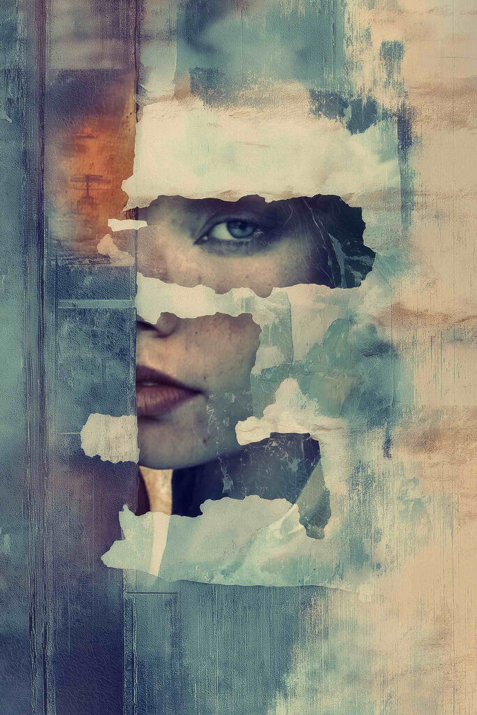 Woman's face through a window Woman's face through a window