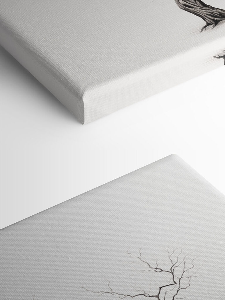 Black and white drawing of a tree