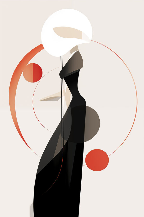 Woman wearing a black dress and white hat