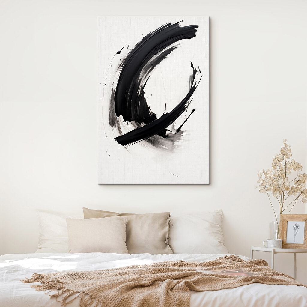 Black brushstroke on a white background