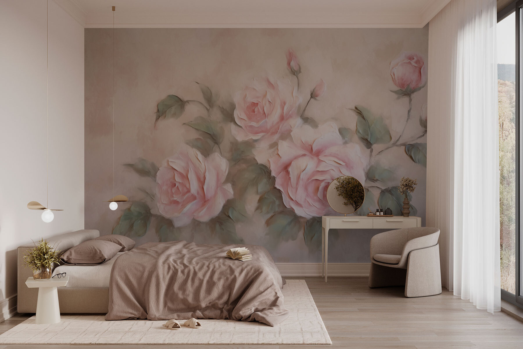 Painting of pink roses