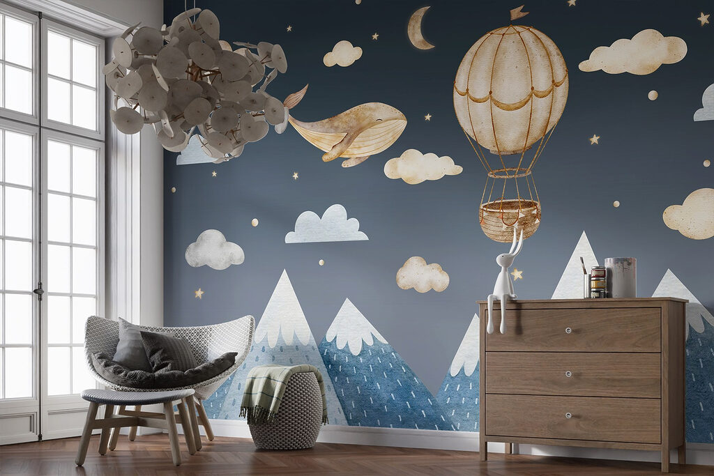 Whale and hot air balloon in the sky Whale and hot air balloon in the sky