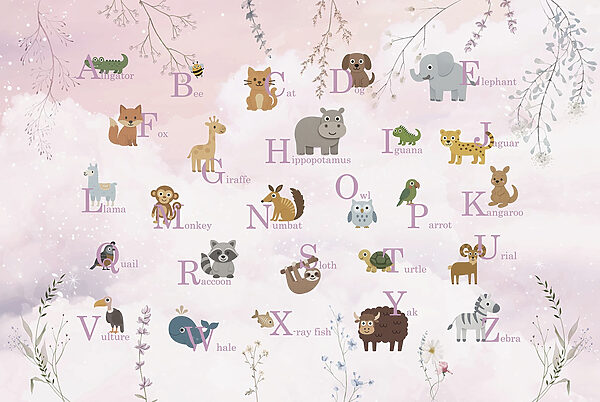 Poster cu animale și litere Poster cu animale și litere