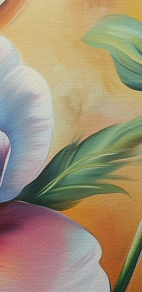 Painting of flowers on a yellow background