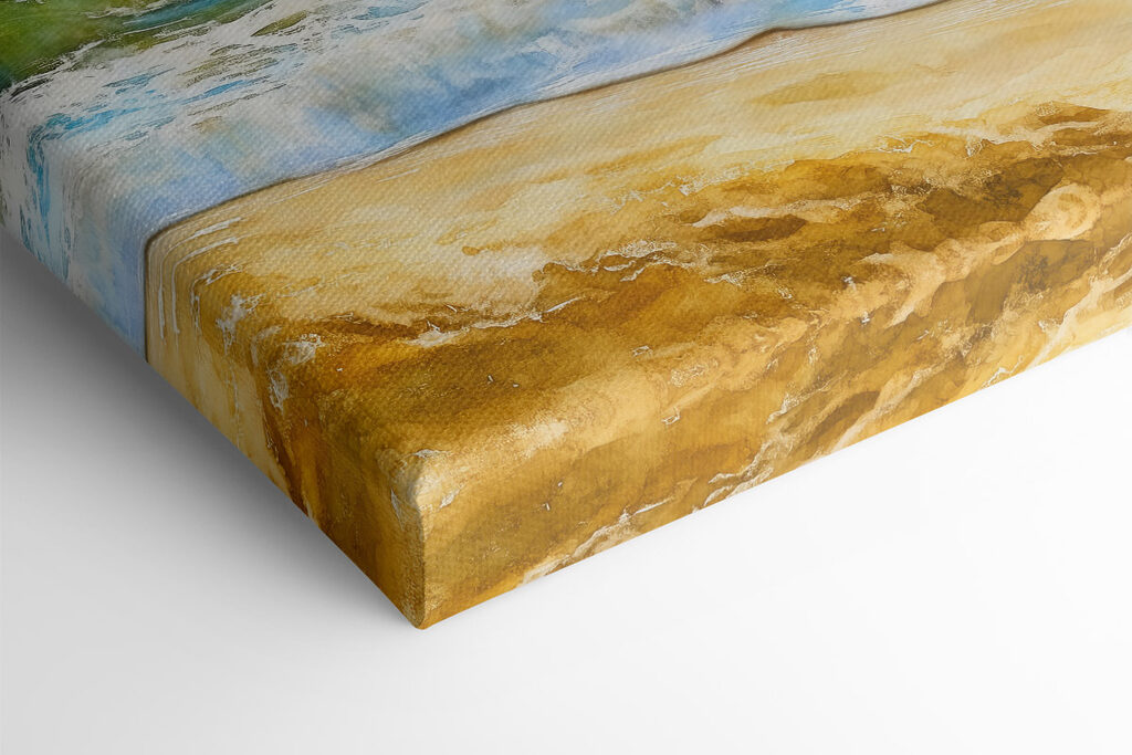 Watercolor of waves crashing on a beach