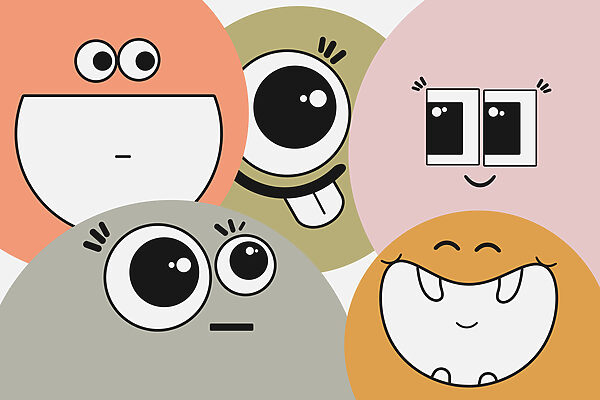 Grup de fețe de desene animate Grup de fețe de desene animate