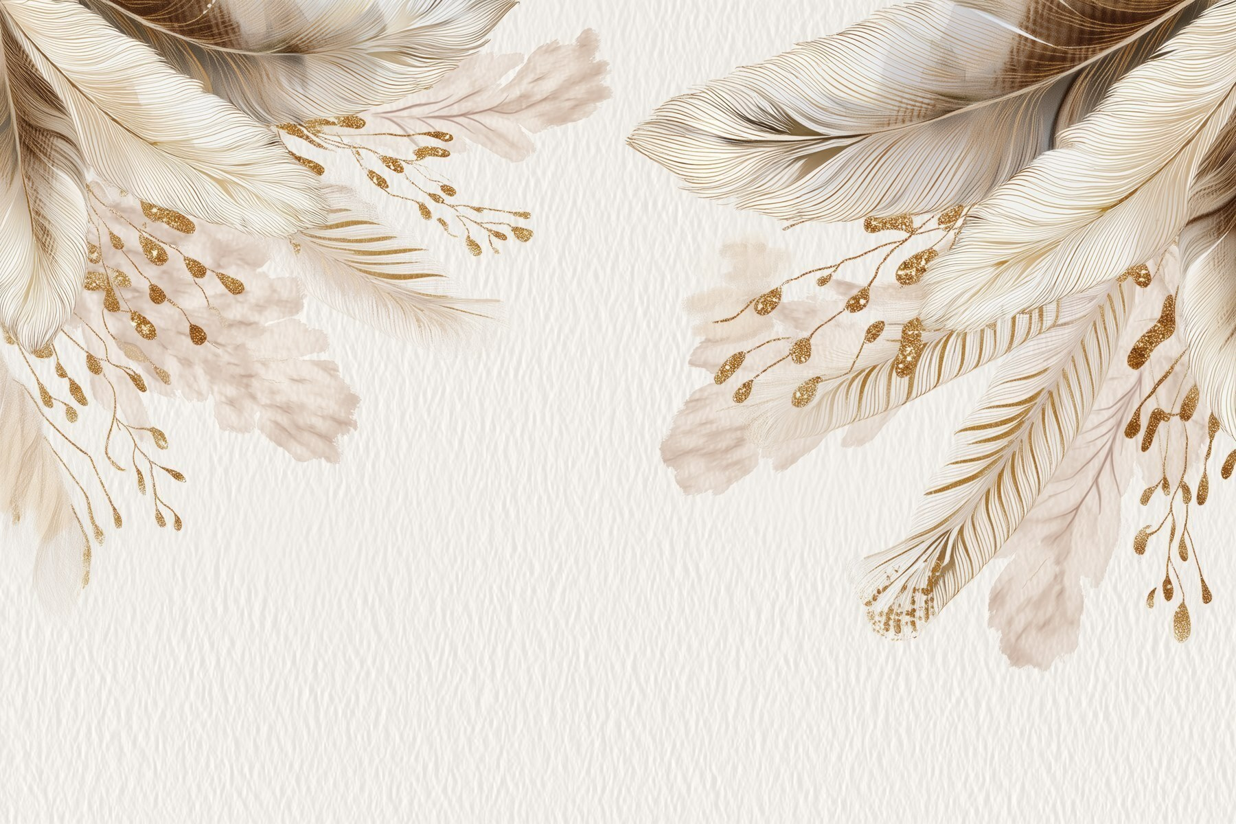 Delicate feathers on soft background