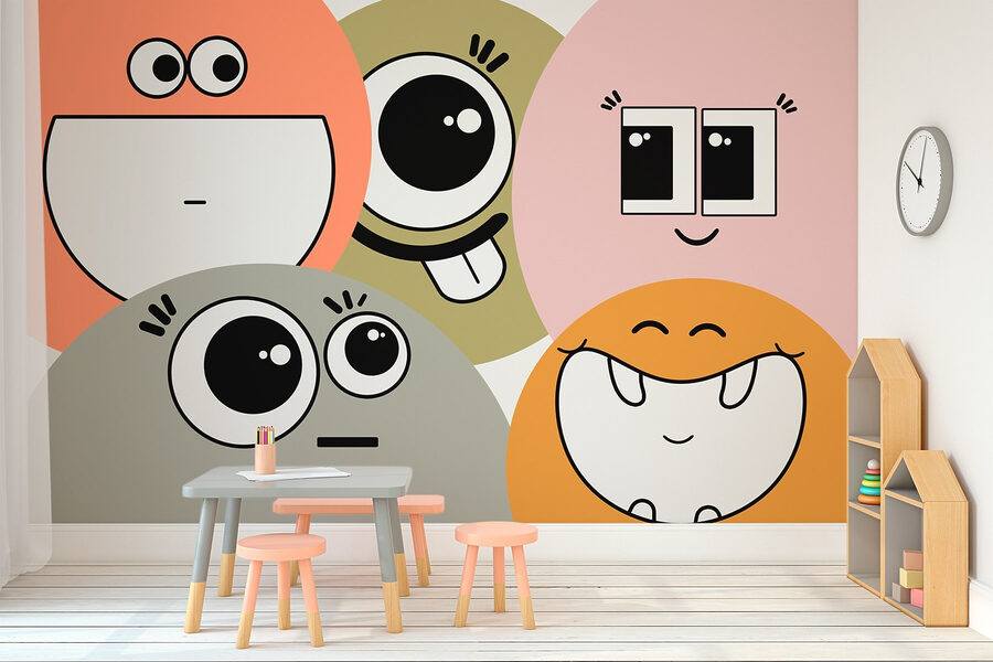 Grup de fețe de desene animate