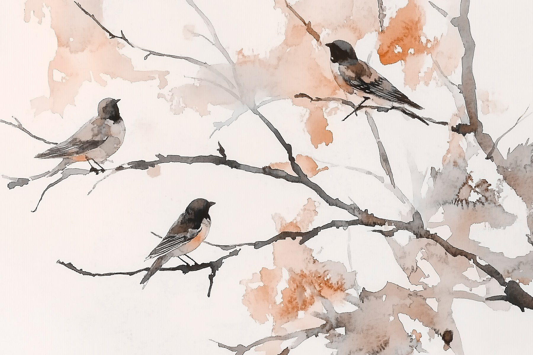 Group of birds sitting on a tree branch