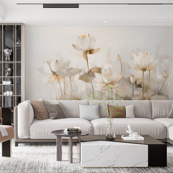 Fototapet Pictura de flori albe