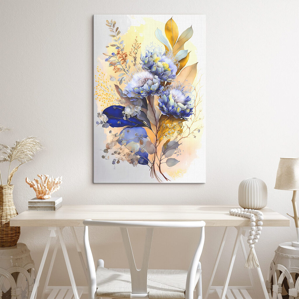A painting of flowers and leaves A painting of flowers and leaves
