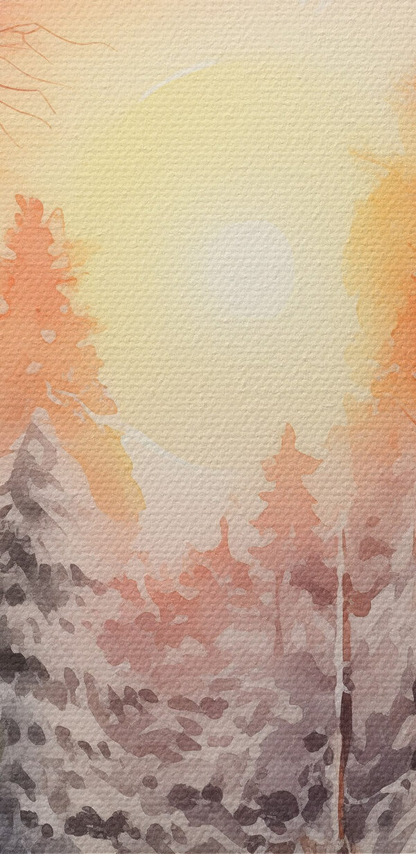 Watercolor painting of a snowy forest Watercolor painting of a snowy forest