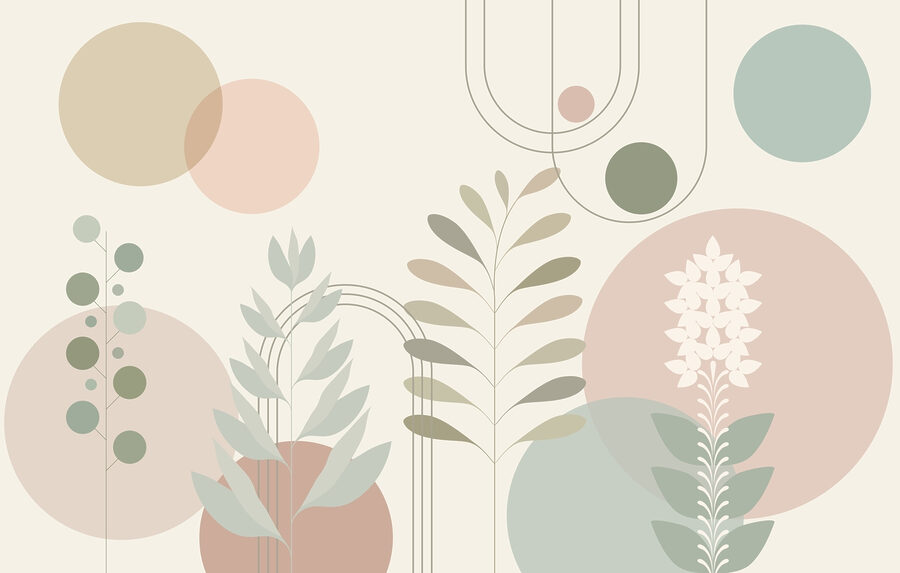 Design botanic abstract cu culori moi