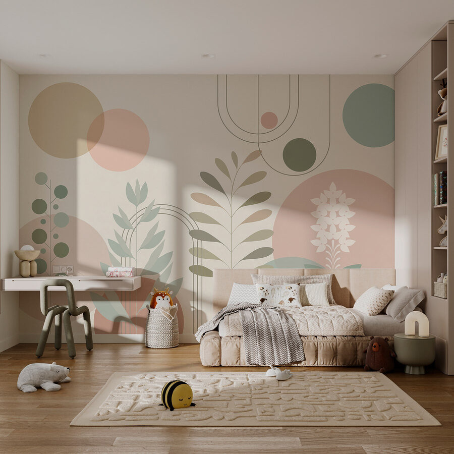 Design botanic abstract cu culori moi