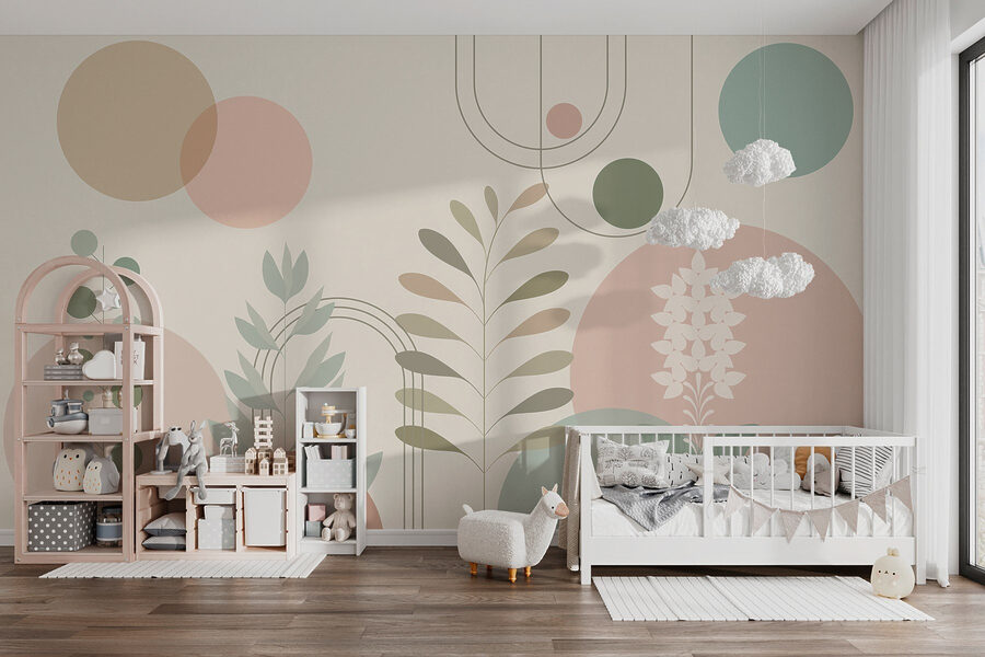 Design botanic abstract cu culori moi