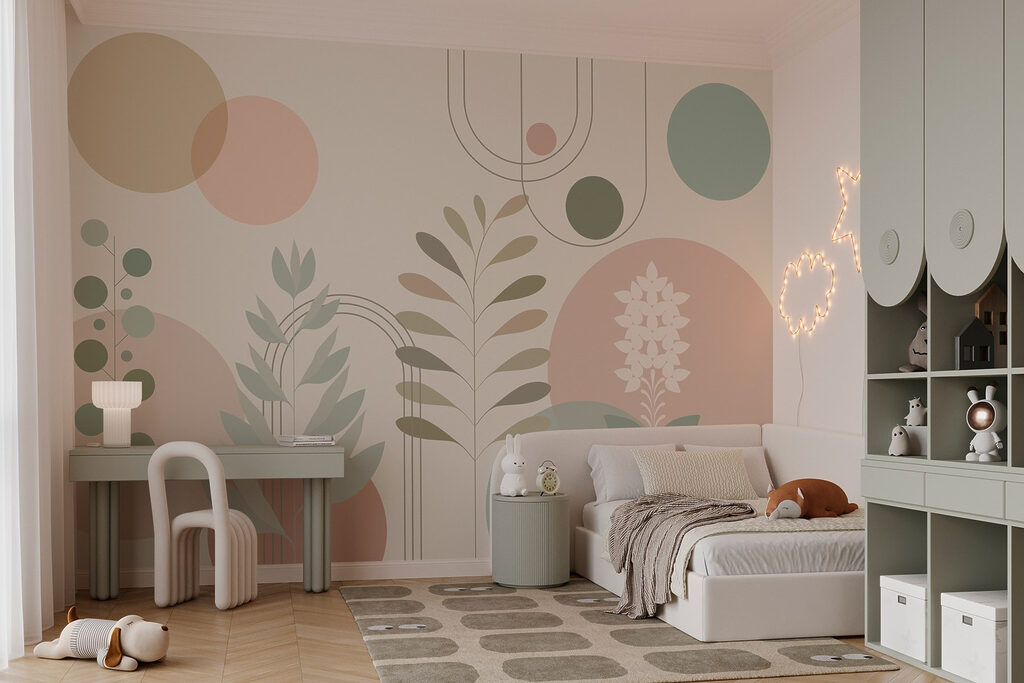 Design botanic abstract cu culori moi Design botanic abstract cu culori moi