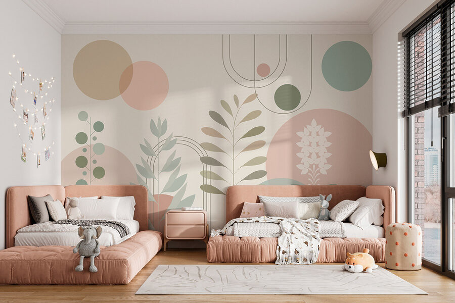 Design botanic abstract cu culori moi