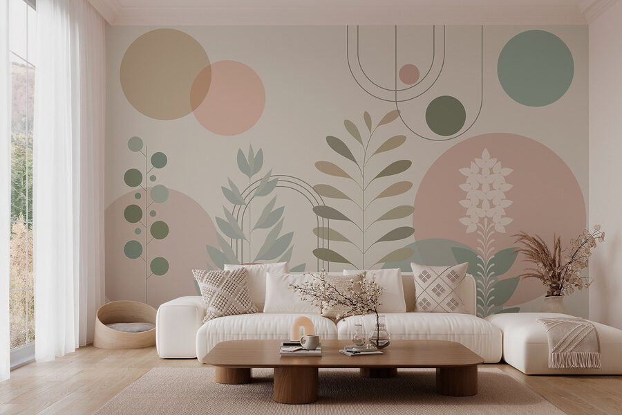 Design botanic abstract cu culori moi