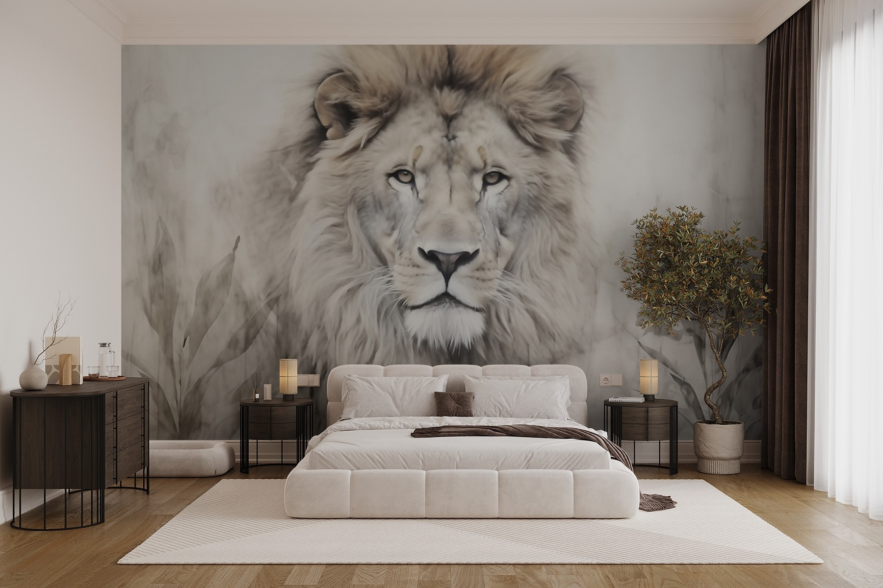 Majestic lion in serene surroundings