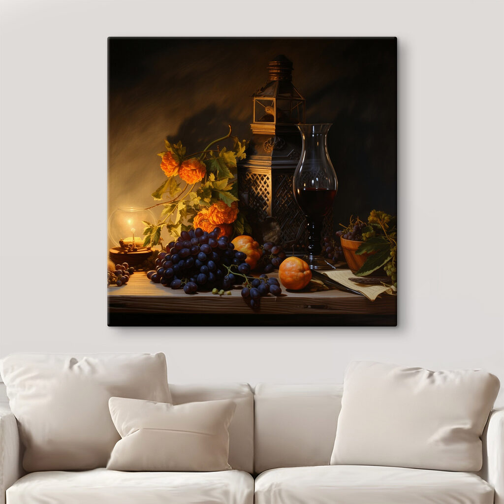 Still life with fruits and a candle Still life with fruits and a candle