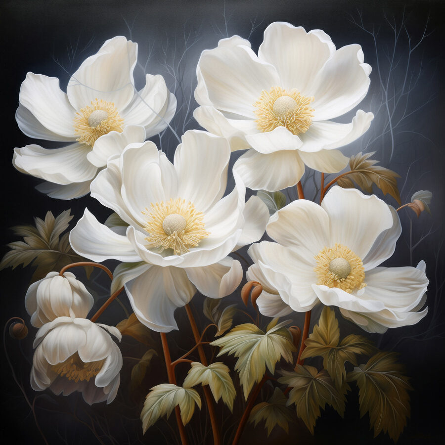 Pictura de flori albe