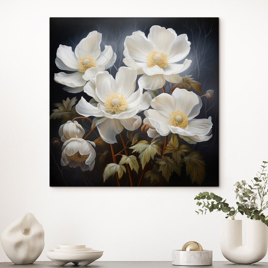 Pictura de flori albe
