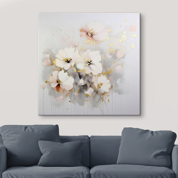 Painting of flowers on a white surface