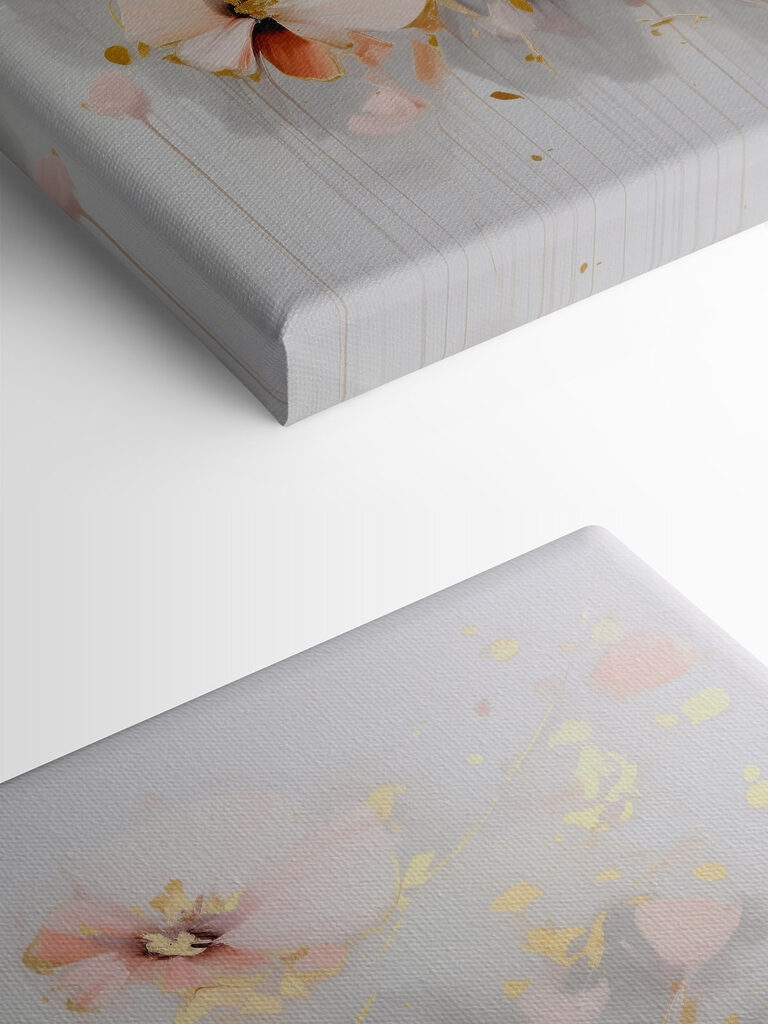 Painting of flowers on a white surface