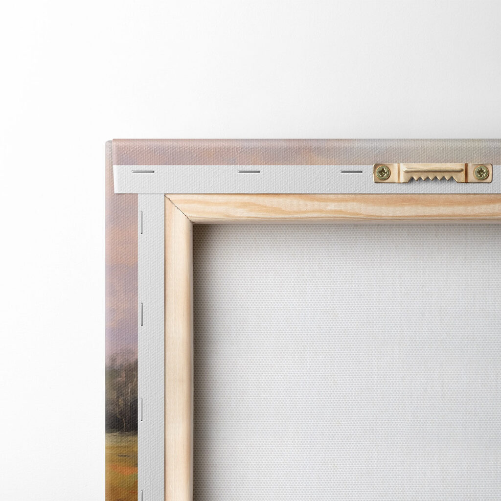 Painting of a lake with flowers