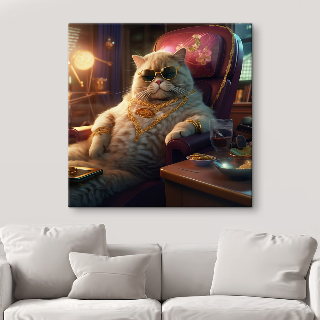 Cat wearing sunglasses and a necklace sitting in a chair Cat wearing sunglasses and a necklace sitting in a chair