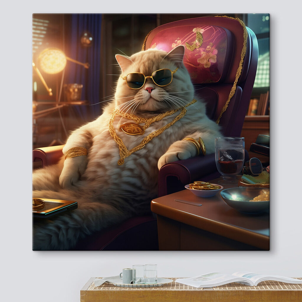 Cat wearing sunglasses and a necklace sitting in a chair Cat wearing sunglasses and a necklace sitting in a chair