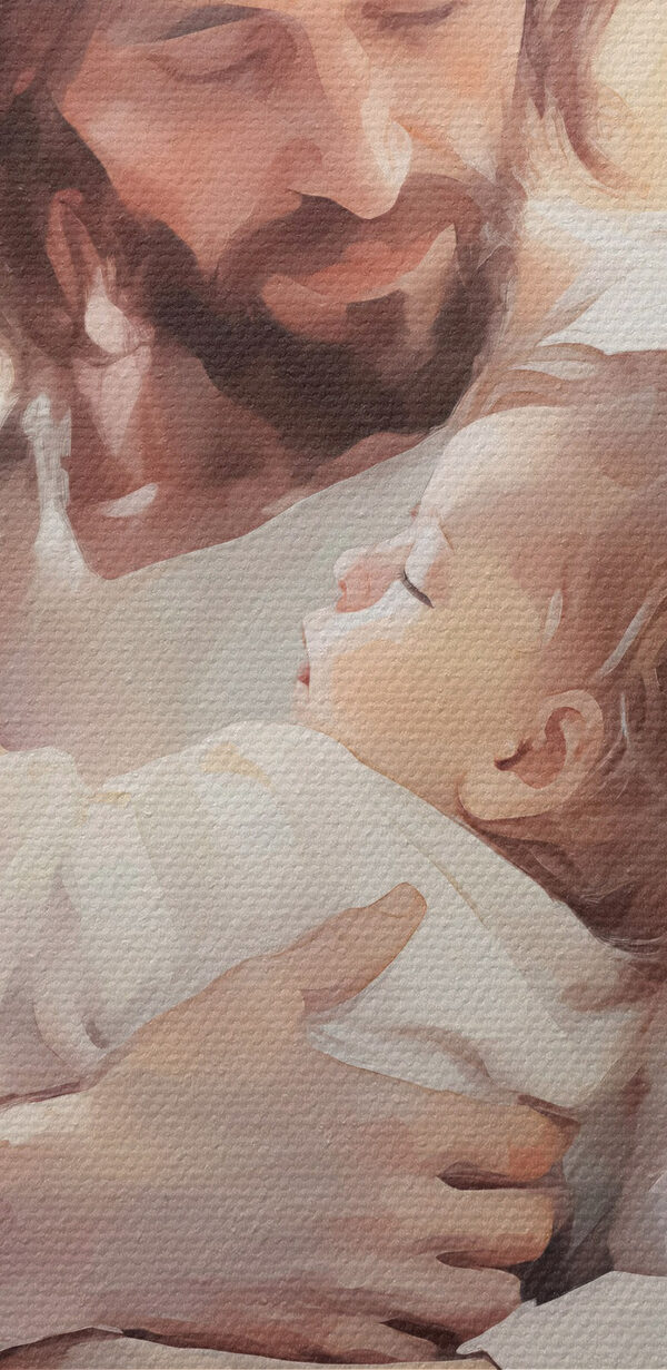 Pictura unui bărbat care ține un copil Pictura unui bărbat care ține un copil