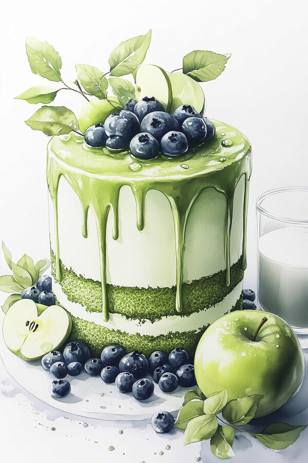 Tort cu glazură verde și mere Tort cu glazură verde și mere