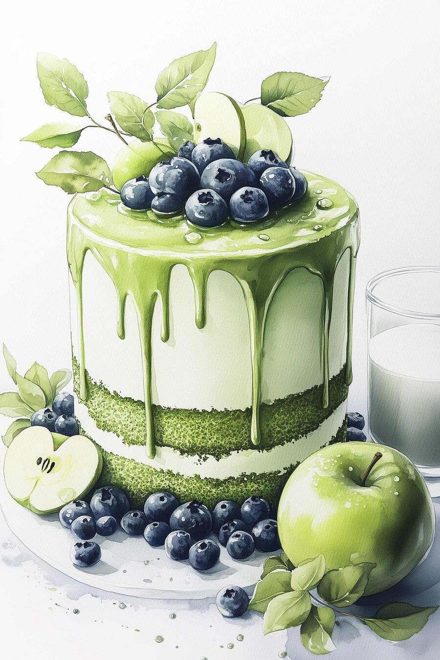 Tort cu glazură verde și mere