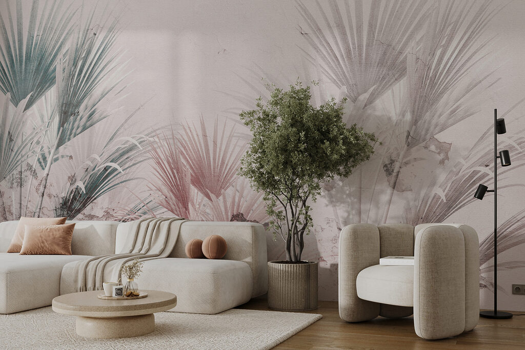 Elegant palm leaves on a soft background