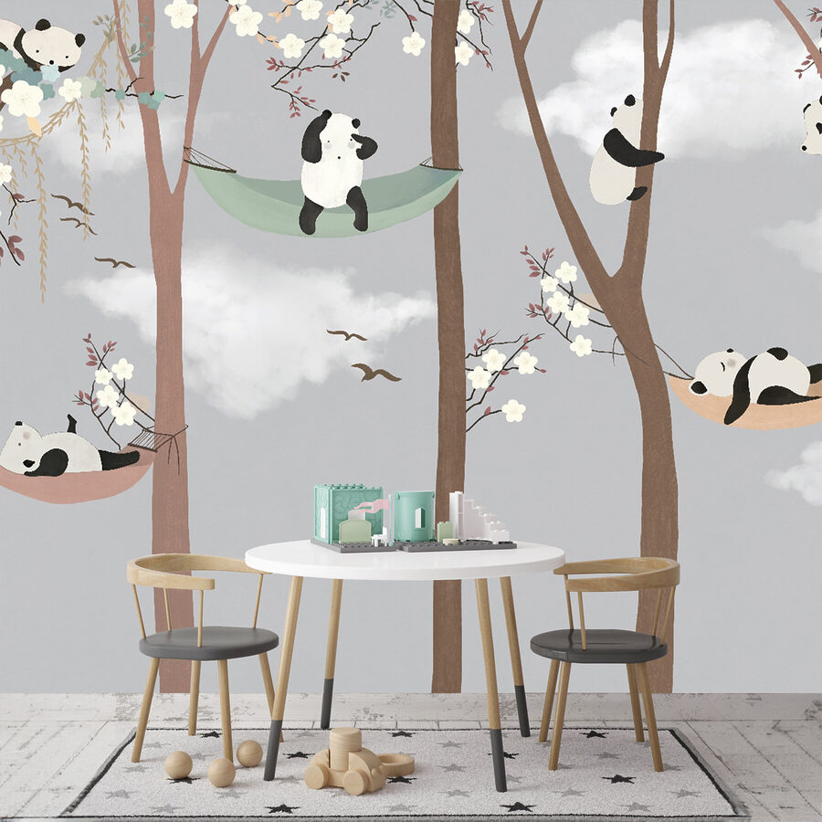 Pandas în hamacuri în copaci Pandas în hamacuri în copaci