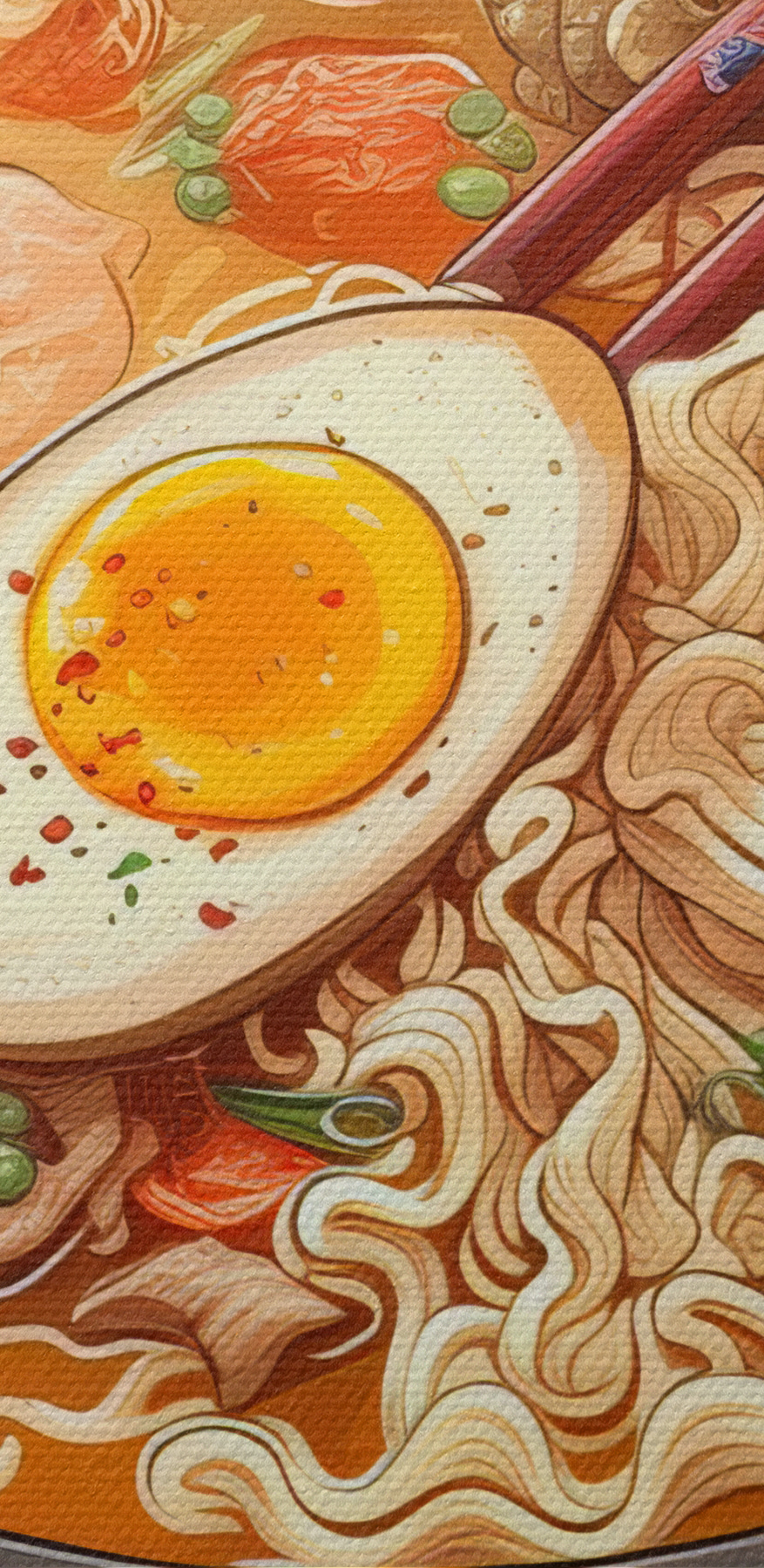 Un bol de ramen cu bețișoare și un ou Un bol de ramen cu bețișoare și un ou