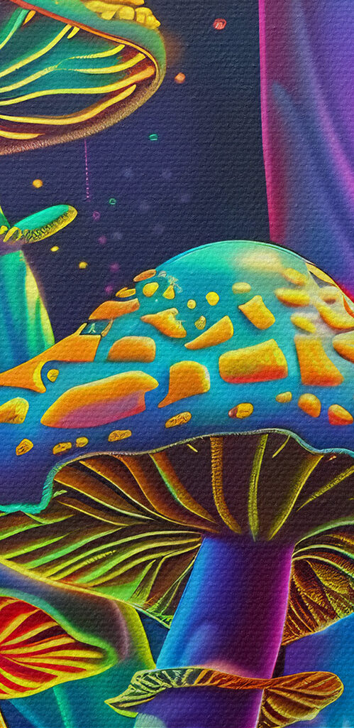 A colorful mushrooms in a forest A colorful mushrooms in a forest