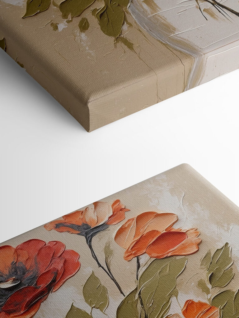 A painting of flowers in a vase