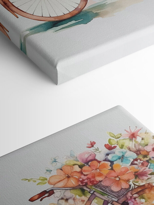 A watercolor painting of a bicycle with flowers on it A watercolor painting of a bicycle with flowers on it